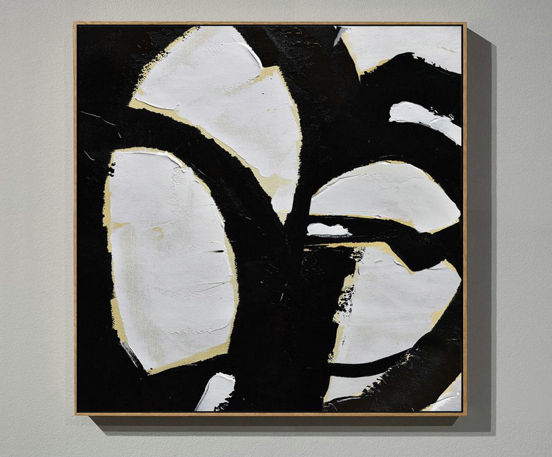 Large Abstract Painting Canvas Art,Handmade Minimal Art Palette Knife Canvas Painting, Black White Beige,Custom Canvas Wall Art #M6N3